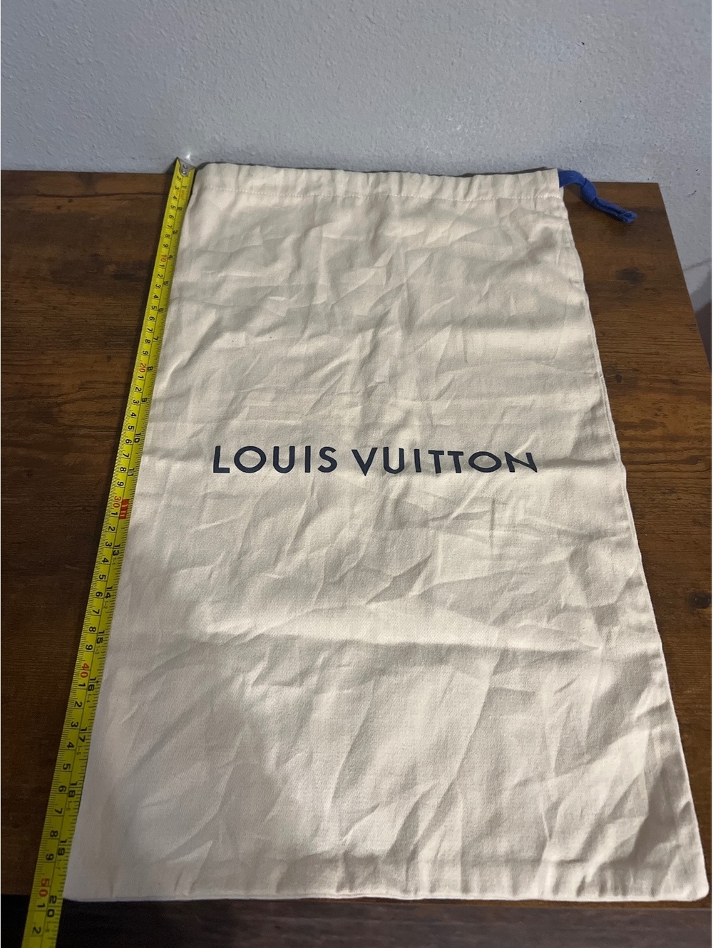 Louis Vuitton Large Drawstring Dust Bag in Cream with Blue